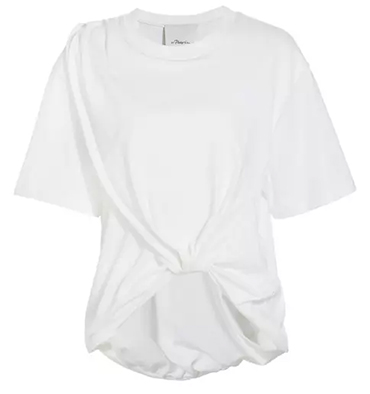 3.1 Phillip Lim Draped Cotton Jersey T-Shirt | 40plusstyle.com