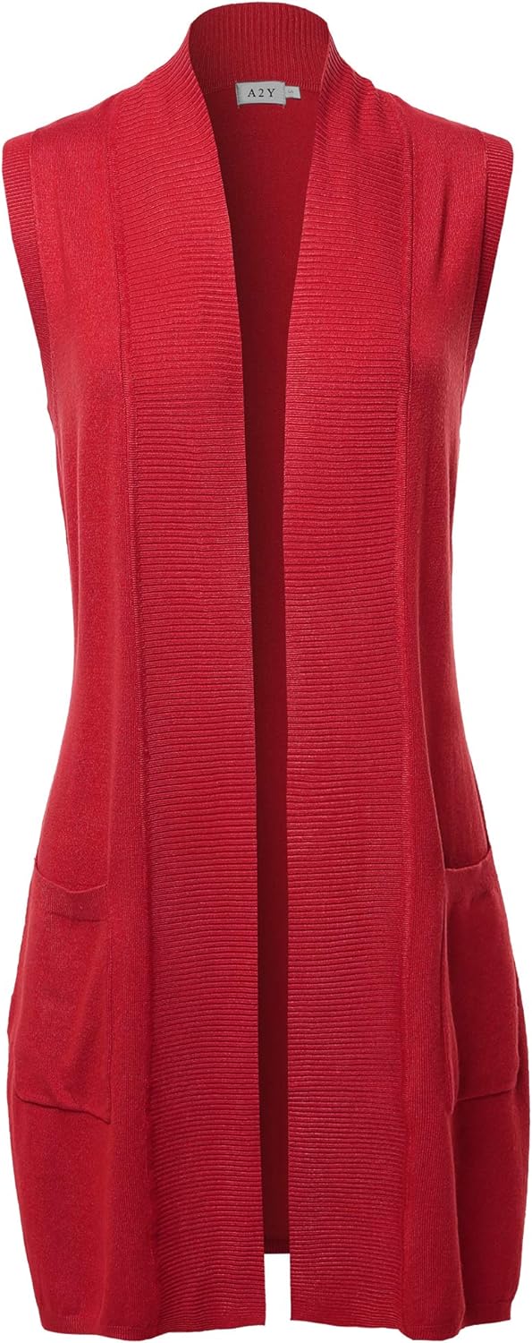 Tops to hide a tummy - A2Y Open Front Vest | 40plusstyle.com