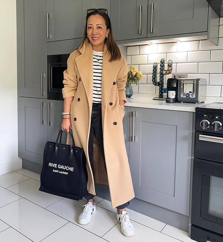 Fall outfits for women - Abi wears a maxi coat | 40plusstyle.com