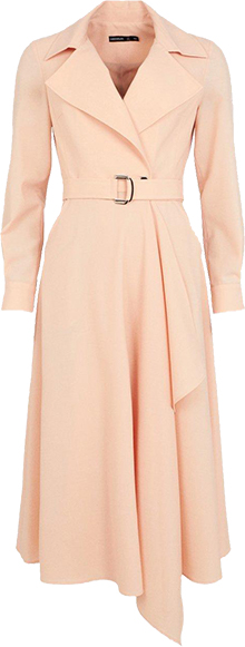 Karen Millen Polished Wool Blend Drape Belted Shirt Dress | 40plusstyle.com