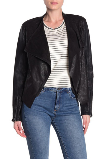 BLANKNYV drape front jacket | 40plusstyle.com