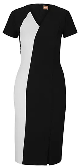 Dresses that are slimming: BOSS Slim-Fit Dress With V Neckline | 40plusstyle.com