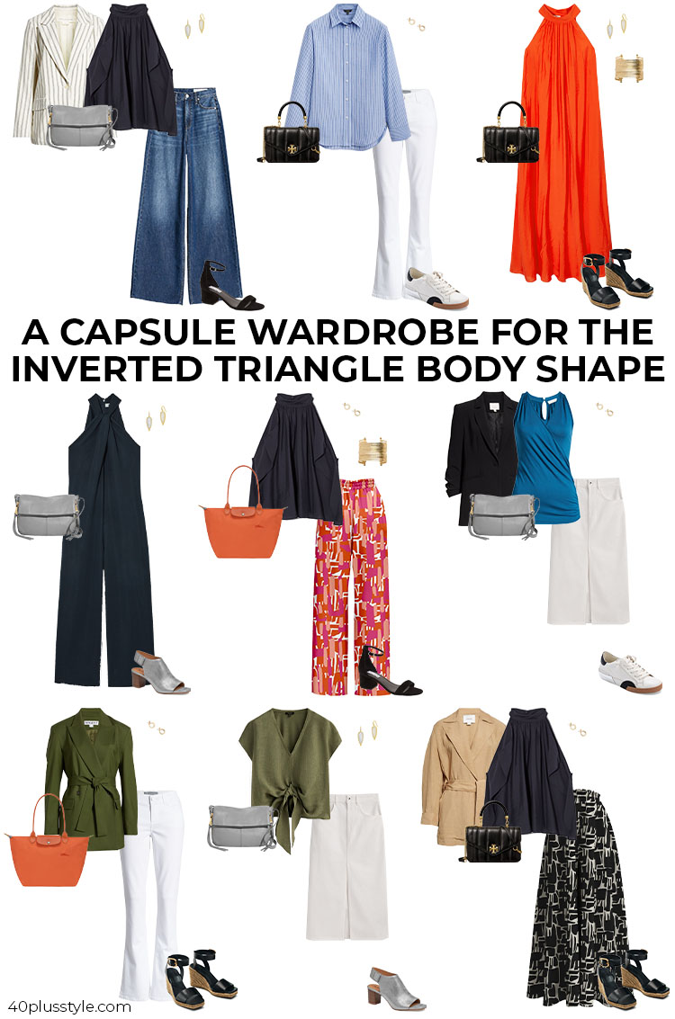 A capsule wardrobe for the inverted triangle body shape | 40plusstyle.com