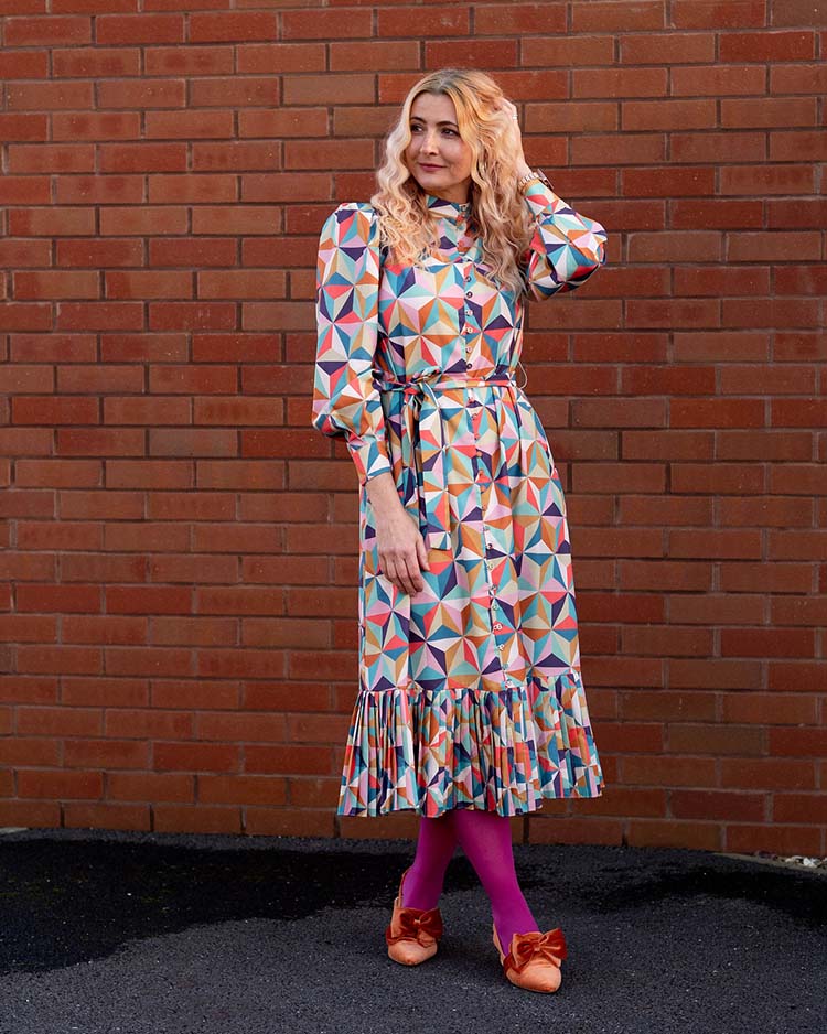 Catherine wears a print maxi dress | 40plusstyle.com