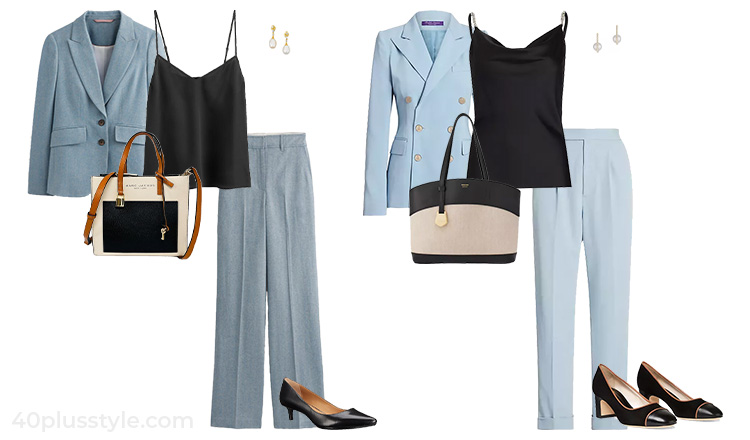 Blue suit outfit | 40plusstyle.com