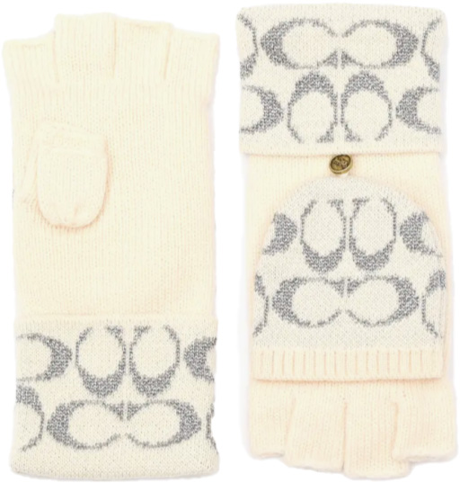 COACH Metallic Logo Convertible Mittens | 40plusstyle.com