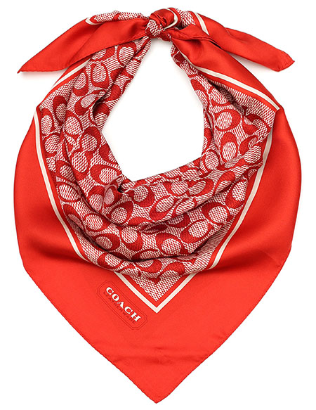 COACH Signature Logo Square Silk Scarf | 40plusstyle.com