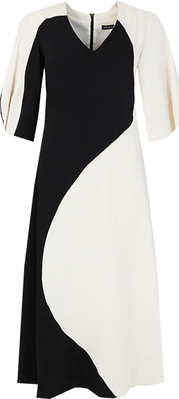 Karen Millen Soft Tailored Colourblock Sleeve Midi Dress | 40plusstyle.com