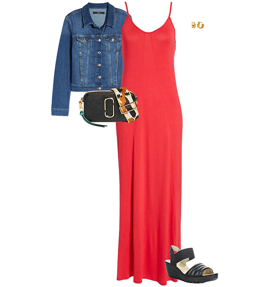 Maxi dress and denim jacket | 40plusstyle.com