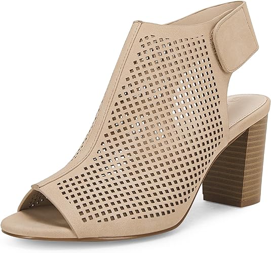 Coutgo Open Toe Cutout Bootie Sandals | 40plusstyle.com