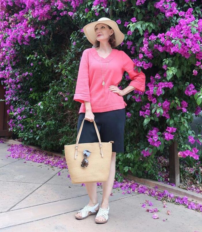 Best sun hats for women - Dawn Lucy in a floppy hat | 40plusstyle.com