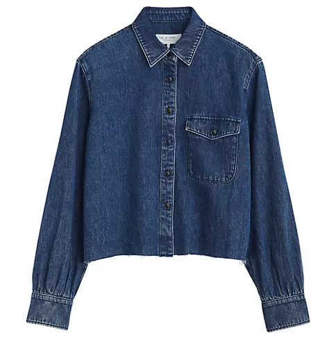 Colors to complement gray hair - rag & bone Maxine Denim Shirt | 40plusstyle.com