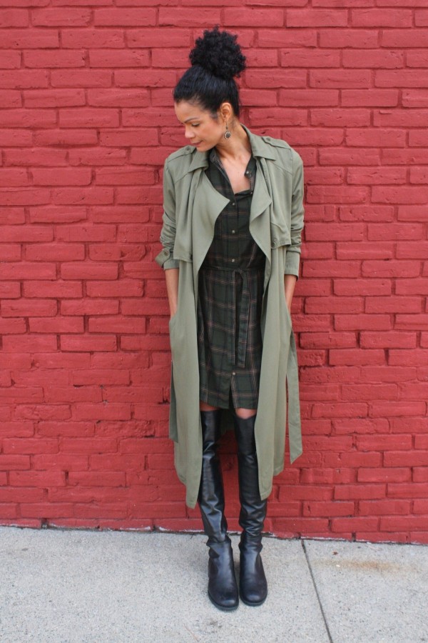 Diana Capozzi Plaid Dress Neutral Trench | 40plusstyle.com