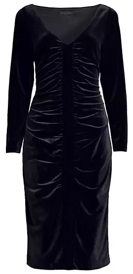 Donna Karan New York Main Event Ruched Velvet Midi-Dress | 40plusstyle.com