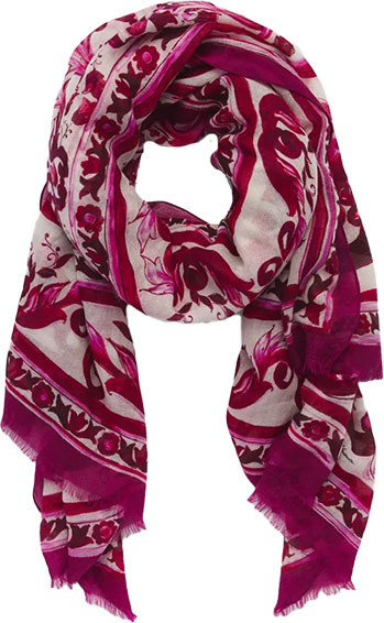 Dolce&Gabbana Maiolica Print Cashmere-Modal Scarf | 40plusstyle.com