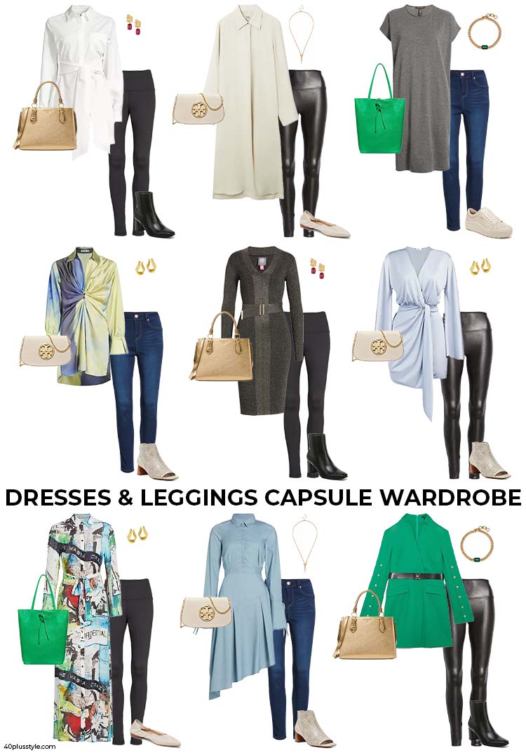 Dresses and leggings capsule wardrobe | 40plusstyle.com