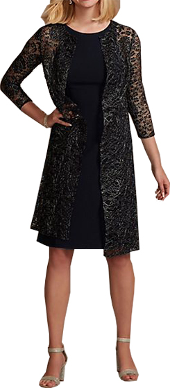 Oleg Cassini Knee Length Crepe Tank Dress and Matching Jacket | 40plusstyle.com