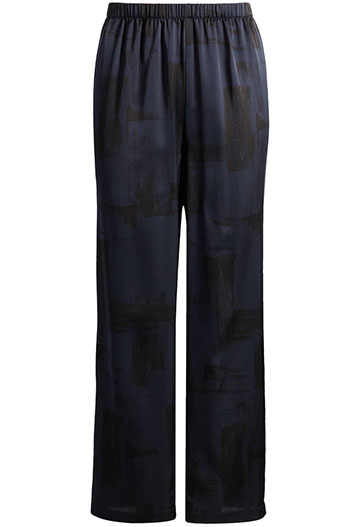 Eileen Fisher Brushstroke Print Straight Leg Silk & Organic Cotton Ankle Pants | 40plusstyle.com