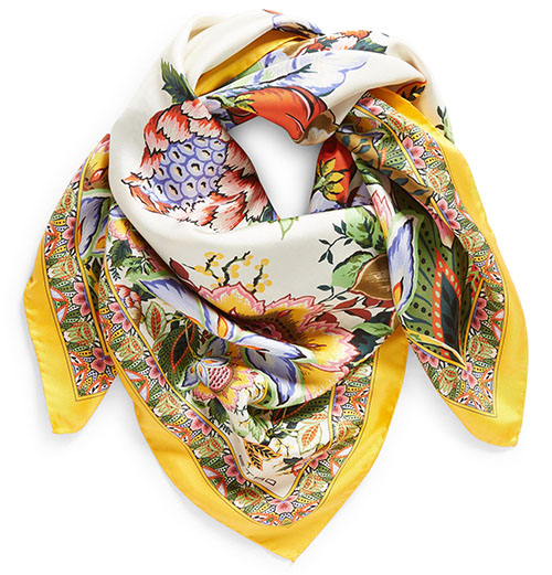 Etro Floral Print Square Scarf | 40plusstyle.com