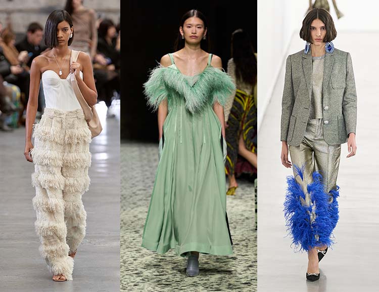 Feathers and fringe outfits on the catwalks | 40plusstyle.cm