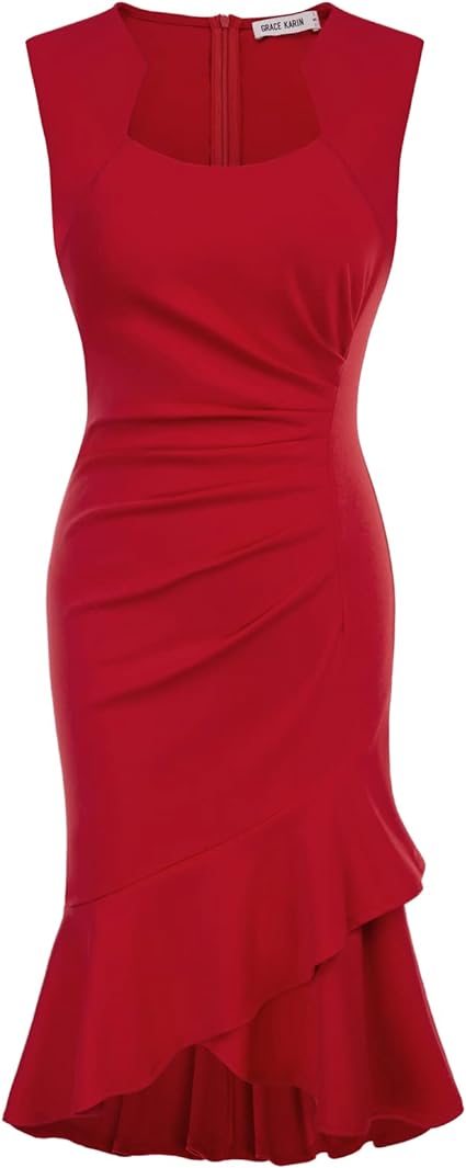 GRACE KARIN Cross Over Fishtail Sheath Dress | 40plusstyle.com