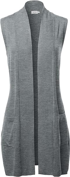 A2Y Open Front Knitted Cardigan Vest | 40plusstye.com
