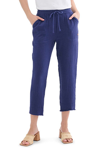 Hatley Ally Bonded Cotton Gauze Crop Joggers | 40plusstyle.com