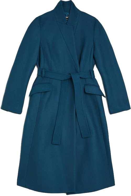 Karen Millen Italian Wool Forever Notch Neck Midi Coat | 40plusstyle.com