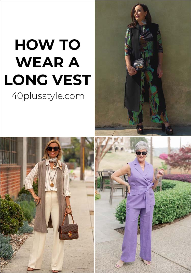 How to wear a long vest - you will love all these options and ideas! | 40plusstyle.com