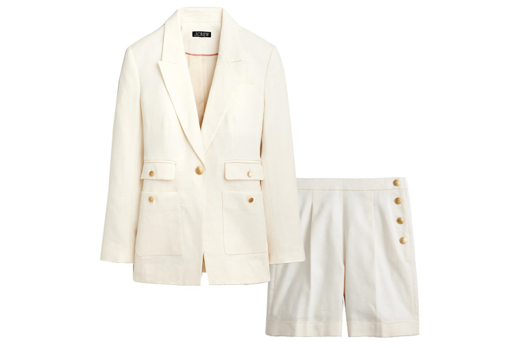 J.Crew stretch linen blazer and pants | 40plusstyle.com