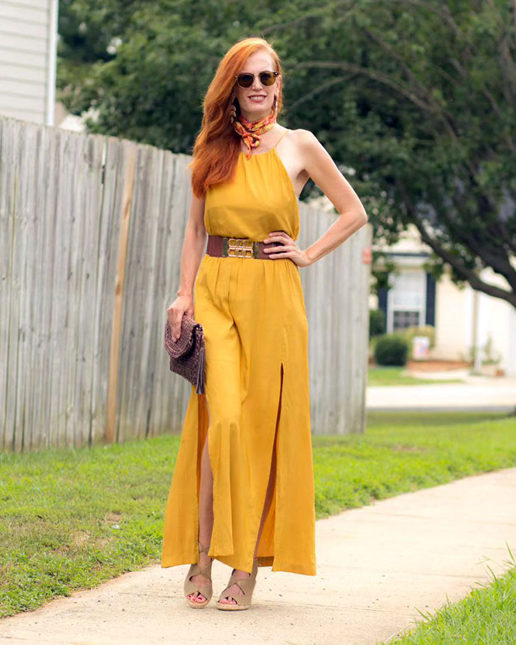 Jess wears a yellow maxi dress | 40plusstyle.com