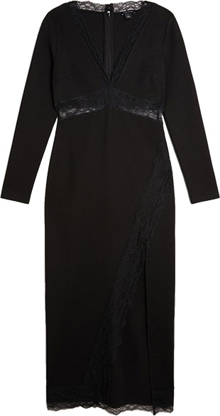 Karen Millen Jersey Lace Thigh Split Midi Dress | 40plusstyle.com