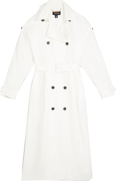 white jackets for women - Karen Millen Polished Linen Rounded Sleeve Trench Coat | 40plusstyle.com