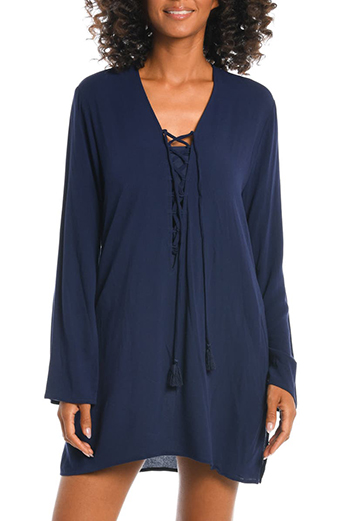 La Blanca V-Neck Cover-Up Tunic Dress | 40plusstyle.com