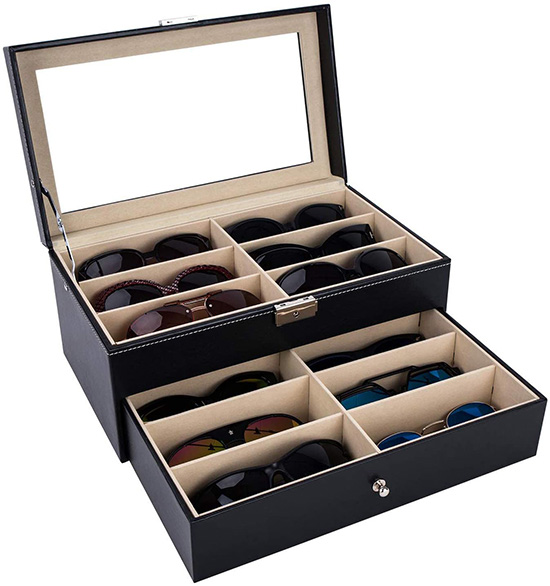 AUTOARK Leather 12 Piece Eyeglasses Storage | 40plusstyle.com