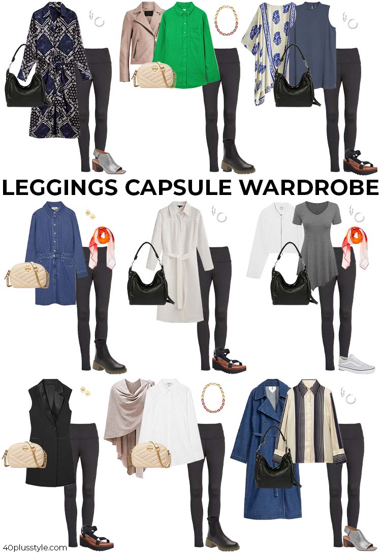 A capsule wardrobe on how to wear leggings | 40plusstye.com