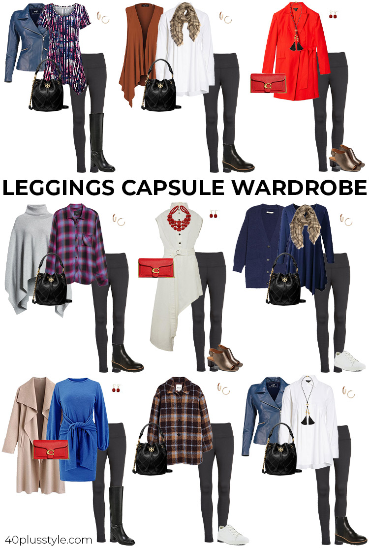 A capsule wardrobe on how to wear leggings | 40plusstye.com