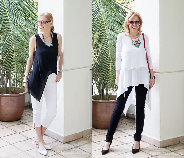 How to wear asymmetrical tops over 40 | 40plusstyle.com