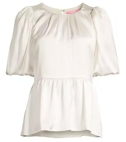 Lilly Pulitzer Blakelynn Satin Peplum Top | 40plusstyle.com