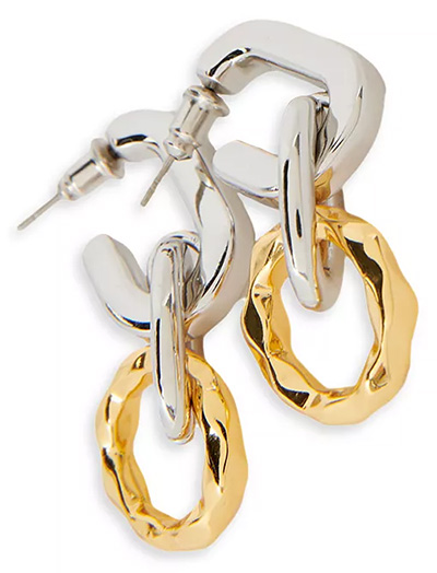 Gift ideas for women: Maje Punkbo Mixed Link Drop Earrings in Two Tone | 40plusstyle.com