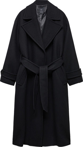 Mango Wide Lapel Wool-Blend Coat | 40plusstyle.com