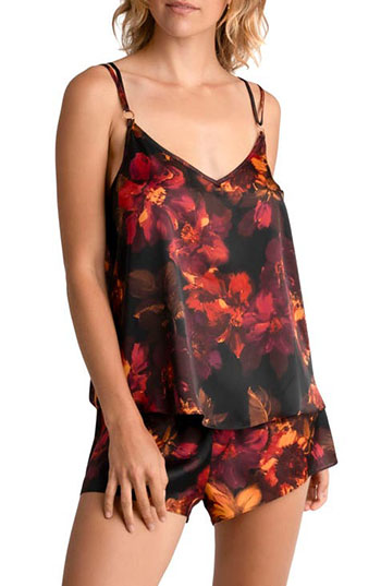 Midnight Bakery Dylan Floral Print Satin Short Pajamas | 40plusstyle.com