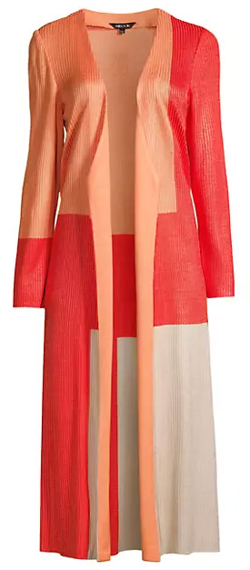 Misook Long Colorblocked Cardigan | 40plusstyle.com