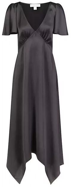 Perfect little black dress: MICHAEL Michael Kors Satin Midi Dress | 40plusstyle.com