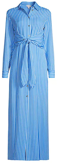 Michael Kors Striped Tie-Waist Shirtdress | 40plusstyle.com