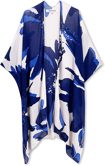 Moss Rose Print Kimono | 40plusstyle.com