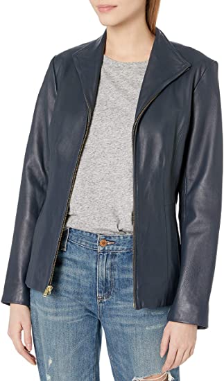 Cole Haan leather wing collared jacket | 40plusstyle.com