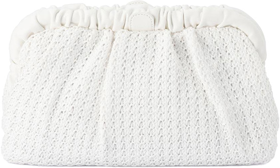 Olga Berg Amalia Pleated Woven Straw Clutch | 40plusstyle.com