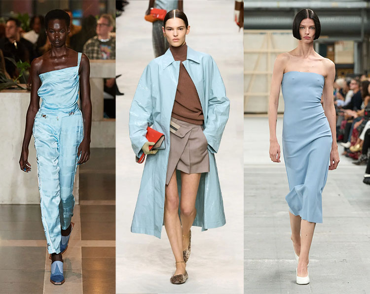 Pale blue fashion on the catwalks | 40plusstyle.com