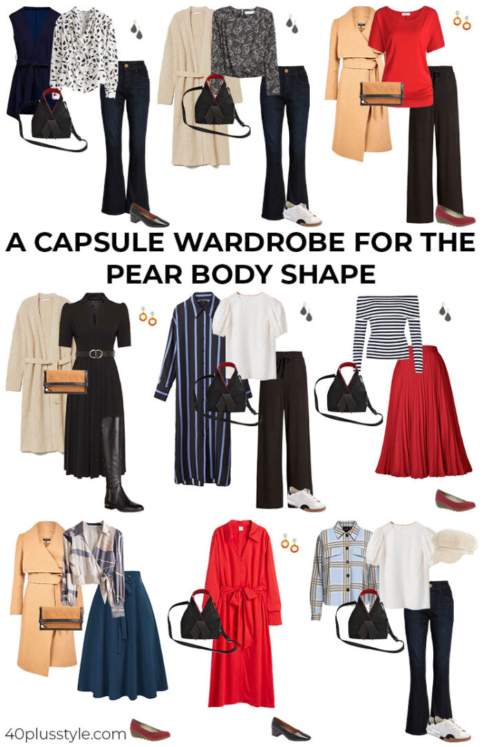 A capsule wardrobe on how to dress a pear body shape | 40plusstyle.com